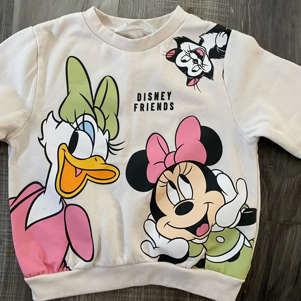 H&M Disney Friends Sweatshirt with Minnie and Daisy in Pink and Green - Picture 2 of 6